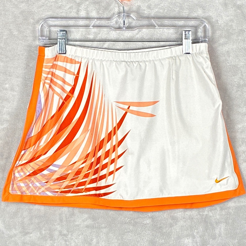 Nike Fit Dry Women Small White Orange Palm Leaf Tennis Skort Athletic Skirt